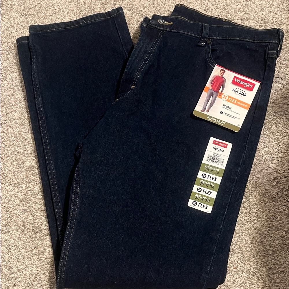 Wrangler Men's Dark Blue Straight Jeans